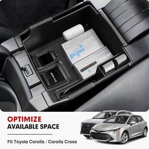 lot 16056 image: Autorder Center Console Organizer for 2019-2026 Toyota Corolla 2022-2026 Corolla Cross Accessories Car Armrest Storage Box Middle Console Tray Container with Non-Slip Silicone Mats