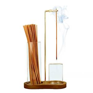 lot 16073 image: 2 in 1 Incense Holder for Sticks, Anti-Ash Flying Incense Burne with Glass Ash Catcher and Incense Sticks Organizer for Meditation Yoga Spa Home Decor (Dark Base) missing containers