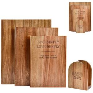 lot 17564 image: Cutting Board Set of 3, Acacia Wood Chopping Board with Stand, Charcuterie Kitchen Boards with Book��Style Design for Cheese, Meat and Vegetables
