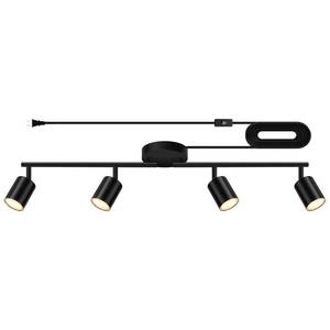 lot 17566 image: Plug in Track Lighting LED, Track Lighting Fixtures Ceiling, Black 4-Light Kitchen Light Kit, Plug in Wall Light with 14.8ft Power Cord, Rotatable Ceiling Spotlight for Bedroom(GU10 Socket, NO Bulb)