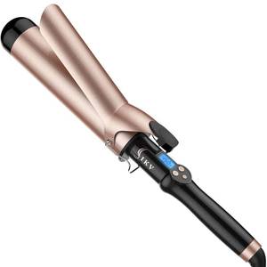 lot 17585 image: 2 Inch Curling Iron Extra Long Barrel for Long Hair, Large Barrel Curling Wand Ceramic Tourmaline with LCD Display,10 Temps, Dual Voltage