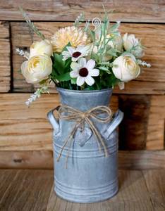 lot 17591 image: Vintage Galvanized Milk Can, Farmhouse Decorative Flower Vase, Rustic French Country Metal Jug for Home Decor,7.2 H��