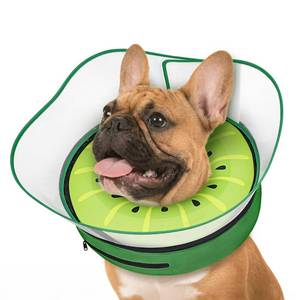 lot 18332 image: Supet Raised Inflatable Dog Cone After Surgery - Adjustable Recovery Donut Collar with Removable Shield to Stop Licking Wounds & Protect Stitches - Soft Dog Cone Alternative for Medium Dogs (Kiwi,M)