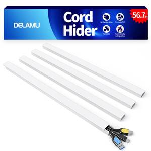 lot 18340 image: Delamu Cord Hider, 56.7in Cord Covers for 2-3 Wires on Wall, Paintable Cable Hider Wire Covers for Cords, Self-Adhesive Cable Cover Management, Easy Set-up Wires Hiders for TV, W0.95 x H0.55in, White