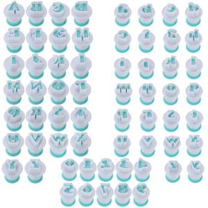 lot 18349 image: Suwimut 62 Pieces Fondant Alphabet Letter Cutters and Number Set, Cake Biscuit Mold Decorating Tools, Cookie Stamp Impress Embosser Plunger, Uppercase Lowercase Numbers Shape DIY Sugar Cookies