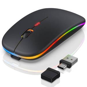 lot 18354 image: FYBC Bluetooth LED Wireless Mouse for MacBook Air iPad Pro Mac Laptop PC - Slim RGB Wireless Mouse, 3 Mode BT 5.2 & 2.4G USB-AType-C Connectivity Portable Mice with Jiggler Mode, Matte Black