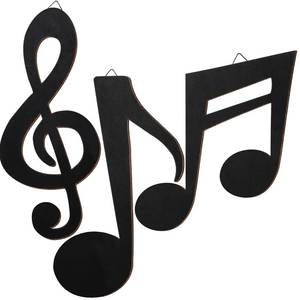 lot 18368 image: Yalikop 3 Pieces Music Notes Wall Decor Black Treble Clef Wooden Hanging Wall Art Music Party Decorations for Musical Home Room Bar Studio Birthday Party