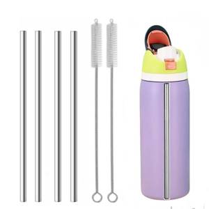 lot 18393 image: Straw Replacement Compatible for Owala Water Bottle 24 oz 32 oz, Metal Drinking Straw with Cleaner Brush Compatible with Owala FreeSip 24OZ32OZ, Stainless Steel Straw Accessories Fit for Owala