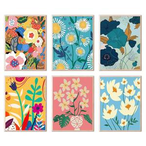 lot 18397 image: HITO 6 Pack Paint by Number for Adults-Paint by Numbers Kit for Adults Flowers, Floral Easy Painting by Number Perfect for Gift Home Wall Decor (6 Pack, 8x12 inch)
