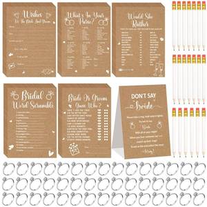 lot 18416 image: Estune 331 Pcs Bridal Shower Games Supplies, 5 Sets 250 Pcs Wedding Cards 1 Put a Ring on It Bridal Shower Games with 60 Rings and 20 Pencils(Rustic Kraft)