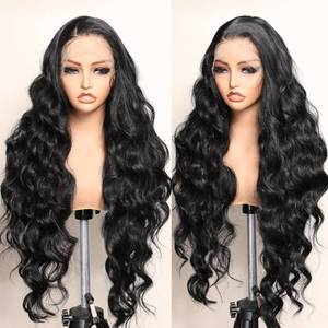 lot 18423 image: SOKU Black 13x6 Lace Frontal Wig 32 Inches Long Lightweight Body Wave Pre Plucked Hairline with Baby Hair Transparent Swiss Lace Heat Resistant Synthetic Hair Glueless Lace Front Wigs for Black Women
