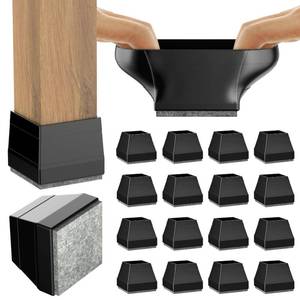 lot 18427 image: Square Chair Leg Protectors for Hardwood Floors,16 Pcs Silicone Felt Furniture Legs Caps to Prevent Floor from Scratches and Reduce Noise, Easy to Move, (Black, Fit 0.866-1.14).