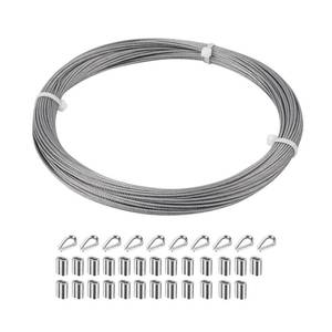 lot 18430 image: SIDAZON 116 inch Stainless Steel Wire Cable,100FT,Aircraft Cable Wire Rope Marine Grade, Length 7x7 Strand Core with Aluminum Sleeves and Thimbles
