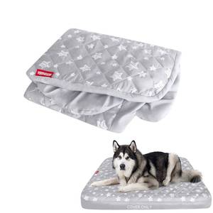 lot 18435 image: Waterproof Dog Bed Covers Replacement Washable Pet Hair Easy to Remove, Noiseless Quilted Puppy Pet Bed Cover Lovely Grey Star Print 44x54 Inches, for DogCat, Cover Only