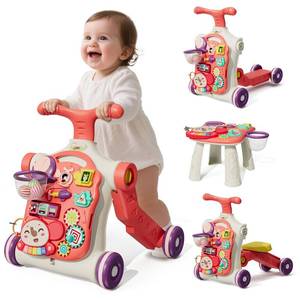 lot 19910 image: HYES Upgraded 5 in 1 Baby Walker and Activity Center for Baby Girl, Learning to Walk, Sit to Stand, Early Learning Push Toys for Infant 12 Months, Walking Toys Gift for Toddler Girls, Red