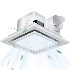 lot 19918 image: Gopper 12 Ultra Quiet Bathroom Exhaust Fan with 6500K LED Light, 1.0 Sone 120 CFM, 10x10 Mount, 1500 LM Ceiling Ventilation Fan, Energy Efficient (6500K LED-W)