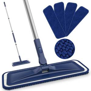 lot 19919 image: Microfiber Mops for Floor Cleaning - BPAWA Flat Floor Mop Wet Dry Use for Hardwood Floors Laminate Wood Tile Vinyl Wall Hard Surface, Bathroom Kitchen Dust Mop with 4 Reusable Washable Chenille Pads