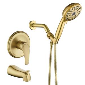 lot 19920 image: VIKASI Tub Shower Faucet Set with 10 Spray Handheld Shower Brushed Gold Shower Head and Handle Set Shower System with Tub Spout 4.7 Inch Shower Handheld Shower Fixtures Tub and Shower Trim Kit