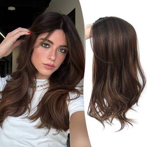 lot 19923 image: PANEWAY Hair Topper 18 Inch Body Wavy Hair Toppers for Women, Natural Scalp Look, Lightweight Volume Booster - Natural Black Root to Chocolate Brown Ombre, 18inch
