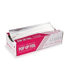 lot 19928 image: Crystal by Crystalware Aluminum Foil Sheets - Precut Foil Sheets - Pop Up Foil Sheets for Storing, Cooking Food - Premium Aluminum Foil Wraps - Single Foil Sheets 12�� x 10.75�� - 500 Sheets (B011TGZ0LC)
