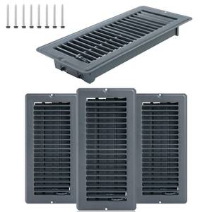 lot 19931 image: 4 Pcs 4 x 10 Floor Register Vents RV Vent Cover Heavy Duty Metal Register Vent for Mobile Home Floor Heater (Gray)
