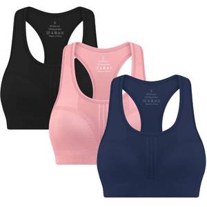 lot 19940 image: 3-Pack High Impact Racerback Sports Bras for Women - Padded Wirefree Workout Bra for Fitness Gym Yoga (Large)