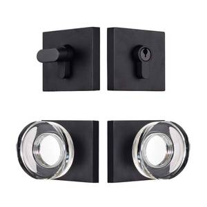 lot 19949 image: coolnews Deadbolt Lock and Door Knob Set, Crystal Glass Entry Door Knob and Deadbolt Lock Set, Matte Black