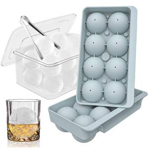 lot 19966 image: WIBIMEN Large Ice Cube Molds, Big Round Whiskey Ice Cube Trays for Freezer, Easy to Fill & Release, Whiskey Bourbon Cocktail(2.5In8 Balls- Blue2 Pack)
