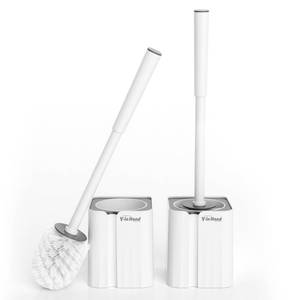 lot 19968 image: Y-in Hand Toilet Brush and Holder Set, 2 Pack Toilet Scrubber, Compact Size for Storage and Organization, Bathroom Accessorie, Easy to Assemble, Classic PP Bristle, Wall Mountable. - White