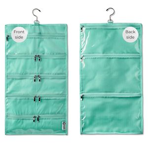 lot 20330 image: Kendall Country On-The-Go Organizer, 14 Clear Vinyl Pockets, Hanging Travel Case for Makeup and Accessories, 13.5 x 24 inches (Seafoam, Large)