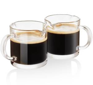 lot 20343 image: Ackers Clear Espresso Cups Set of 2,4 OZ Double Spouts Cups,Milk Cup with Handle, Espresso Accessories for Machine, Small