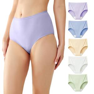 lot 20345 image: Battewa Quick Dry Incontinence Underwear for Women High Waisted Leak Proof Panties Washable Postpartum Bladder Control Cotton Briefs (Multicolor, 2X-Large, 5 Pack)