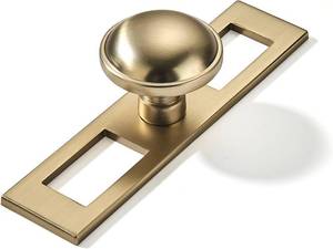 lot 20346 image: khtumeware 5 Pack 1-14 Inch Brushed Brass Cabinet Knobs Backplate with Base Plate Zinc Brushed Gold Kitchen Cabinet Handles Drawer Pulls Cabinet Hardware