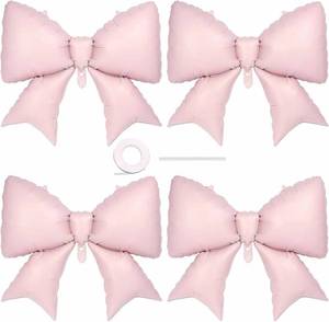 lot 20352 image: 4Pcs Giant Pink Bow Balloons 38 Inch for Themed Party Decorations, Elegant Coquette Birthday Decorations for Women, Bachelorette Bridal Engagement Wedding Anniversary Party Supplies (Pink Bow Set)