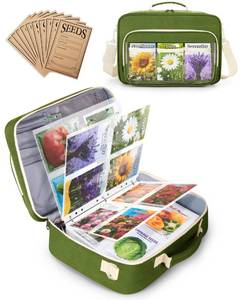 lot 20381 image: Trahzia Seed Storage Organizer Binder with 20 PCS Reusable Seed Envelopes - 30 Pack Sheet Protectors Holds 120 Packets Envelopes, Seed Saving Bag for Garden Planner, Green