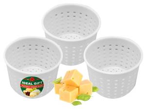 lot 20383 image: 3 pcs Small Cheese Mold for Cheese Making 13 qt - Soft Cheese Molds - Homemade Cheese Making Supplies - Cream Cheese Form Mold - Moldes Para Queso Fresco Casero - Feta Ricotta Cheese Making