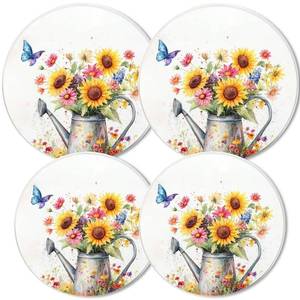 lot 20409 image: Round Stove Burner Covers For Electric Stove,Sunflower And Wildflowers Print Gas Stove Burner Covers Set Of 4, 8 Inches And 10 Inches Cooktop Decorative Stove Top Covers