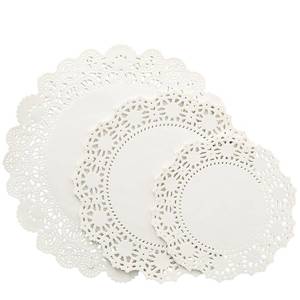 lot 20413 image: Juvale Paper Doilies - 150 Pack Round Lace Doilies for Tables - Assorted Sizes 6.58.510.5, White - Disposable Paper Round Placemats & Cake Liners for Desserts & Crafts