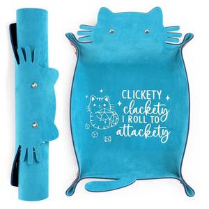 lot 20415 image: ICoDeesse Blue Cat Dice Tray Novelty Purple Cat Shape PU Leather Dice Tray for Rolling Portable Dice Holder Desk Organizer DND Accessories Unique Gift for RPG Game Players