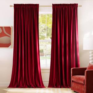 lot 20419 image: NICETOWN Red Velvet Blackout Curtains 84 inches Long 2 Panels for Bedroom, Thermal Wall Decor Soundproof Privacy Protection Panels for Home TheatreFilm RoomStage (Rod Pocket Design)