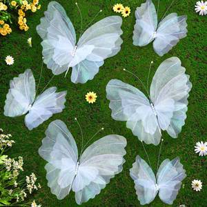 lot 1521 image: Geelin 6 Pcs Large White Butterfly Decorations Mariposas Grandes para Decoracion Big Butterfly Party Decor 20 Inch 12 Inch 3D Silk Butterflies for Baby Shower Women Birthday Party Wedding Decor