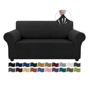 lot 1526 image: Asnomy Sofa Covers for 2 Cushion Couch Stretch loveseat Cover Slipcovers, Pet Protector Furniture Covers for Dogs Cats Spandex Jacquard Fabric Small Checks��Medium�� Black��