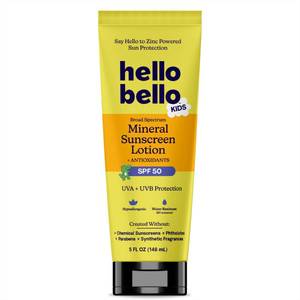 lot 2425 image: Hello Bello Kids Mineral Sunscreen SPF 50 Lotion - Broad Spectrum Sun Protection for Sensitive Skin - Water Resistant with Antioxidants - 5oz