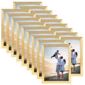 lot 3035 image: Hoikwo 18 Packs 5x7 Gold Multi Plastic Picture Frames Set with Plastic Cover for Family Photos, Artwork, Light Weight Bulk 5 by 7 Frames Packs for Wall Hanging and Table, Stylish Picture Frames