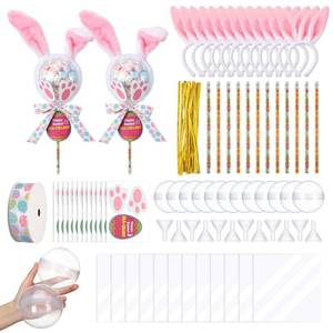lot 3045 image: Tinlade 12 Sets Easter Giant Lollipop Party Favors Set Easter Bunny Return Gifts Include Transparent Balls Pencil Bunny Headband Footprints Cards for Birthday Exchange Party Supplies