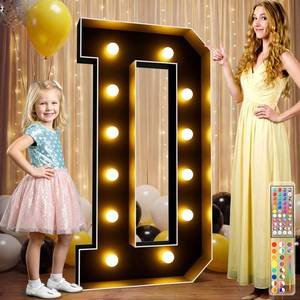 lot 3048 image: Ledido 34 Colors Marquee Letters 4 Feet Tall with Remote, Easy to Assemble 4FT Marquee Light Up Letters, Large Black Letter for Birthday Graduation Wedding Events Party Decorations, Light Up Letter D
