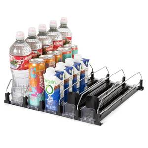 lot 3066 image: Hodge Home Essentials Black Spring-Loaded Drink Dispenser for Fridge �� Automatic Beverage Pusher Organizer for Cans & Bottles �� Self-Facing Refrigerator Can Dispenser, Soda Organizer for Kitchen