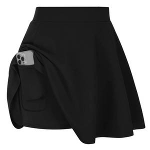 lot 4055 image: Hanna Nikole Plus Size Womens Skater Skirt High Waist Fashion Flared Versatile Black Short Skort with Pocket 5X