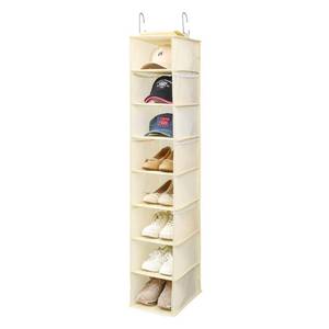 lot 4058 image: Berdeng Hanging Shoe Organizer for Closet with Side Mesh Pockets��Hat Racks for Baseball Caps��Shoe and Hat Holder & Storage��8-Shelf��Beige��1 Pack