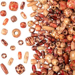 lot 4369 image: Pndeyo Wooden Beads for Crafts, Large Hole Natural Wood Hair Bead, Vintage Wooden Spacer Beads for Macrame Necklace Bracelet DIY Craft Handmade Decor- Wood Color